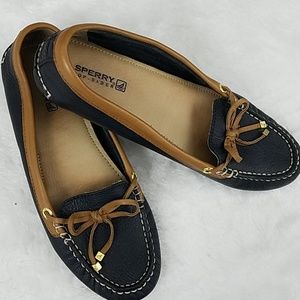 Sperry Top-Sider sz 7 Navy/brown leather boat shoe